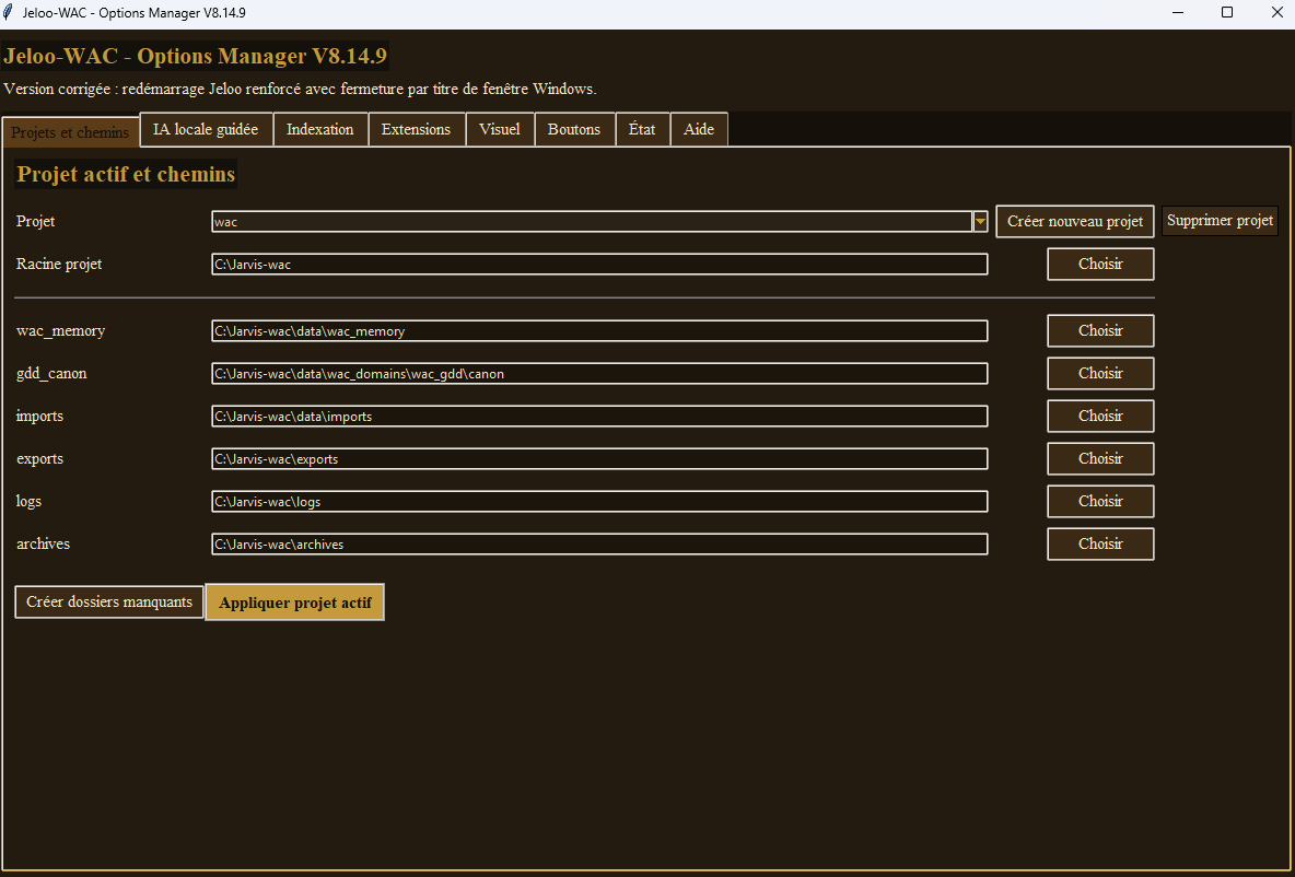 Options projets Jeloo